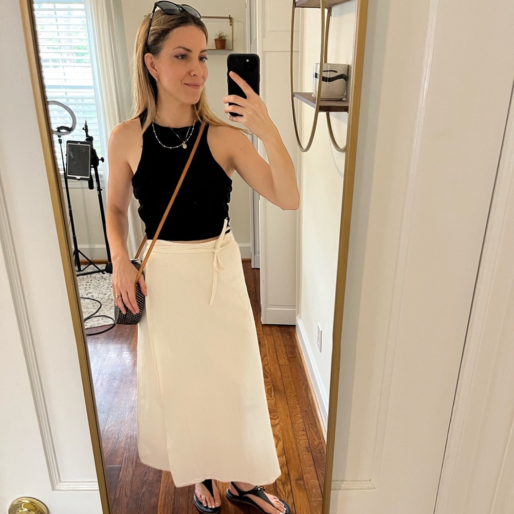 Off white (cream) colored 100% cotton wrap skirt